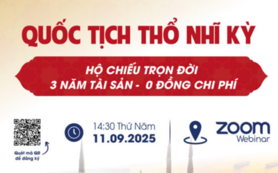 Mời tham dự sự kiện Quốc tịch Thổ Nhĩ Kỳ: Hộ chiếu trọn đời – 0 đồng chi phí